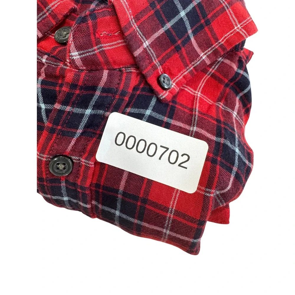 Banana Republic Mens Slim Fit Red Blue Plaid Flannel Button Down Shirt Small